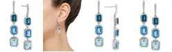 Macy's Multi-Blue Topaz (7-1/2 ct. t.w.) & Diamond (1/2 ct. t.w.) Drop Earrings in Sterling Silver